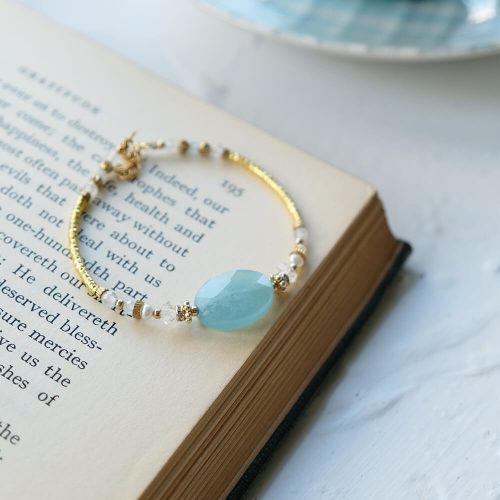經典大寶石  – 黃銅海藍寶手鍊