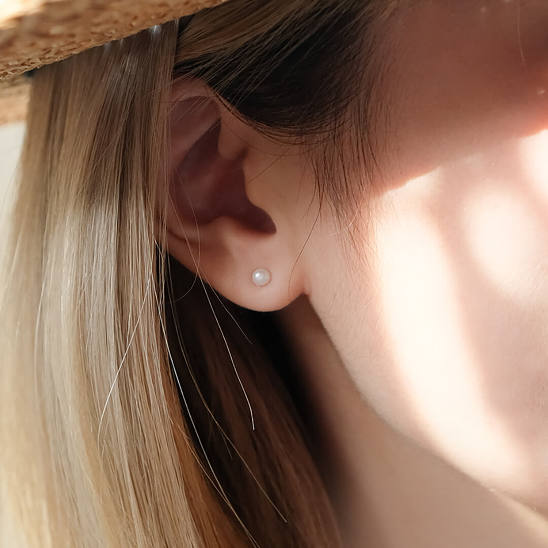 純銀珍珠3mm耳環